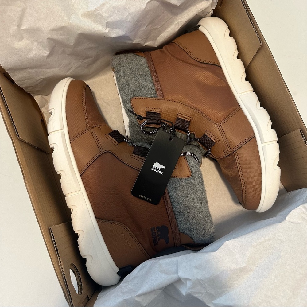 Sorel • Women’s Explorer II Insulated Brown Lace-Up Boots with Gray Wool Collar